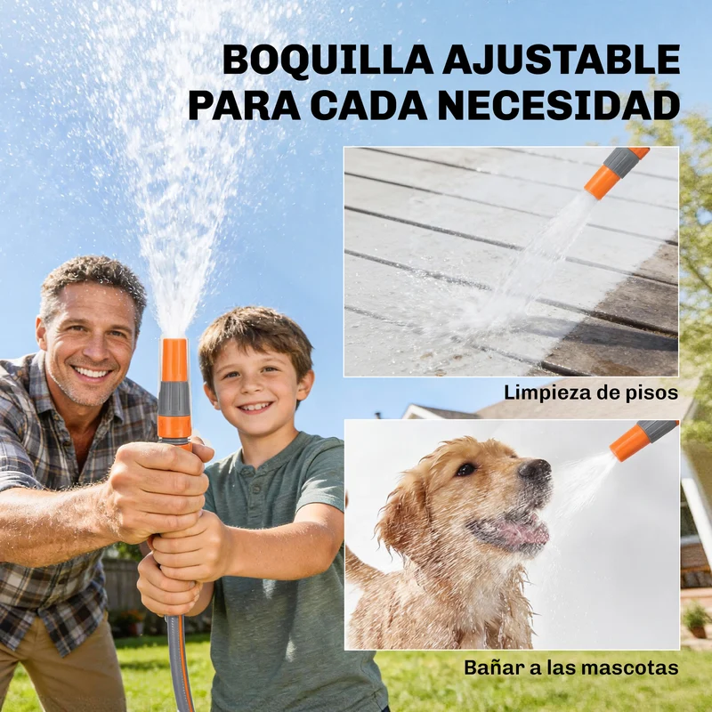 Outsunny Enrollador de Manguera para Jardín 30+2 m con Boquilla de 2 Modos, Carrete de Manguera de Jardín de Pared con Bloqueo Automático y Retracción Controlada, Soporte Orientable 180°, Naranja
