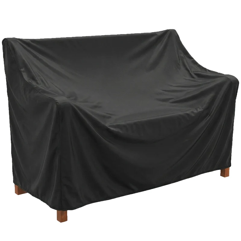 Outsunny Banco de Jardín de Madera, Banco de Exterior de 2 Plazas con Funda Impermeable, Respaldo Ergonómico, Reposabrazos, Carga 240 kg, para Patio, Terraza, 125x62x90 cm, Marrón Claro