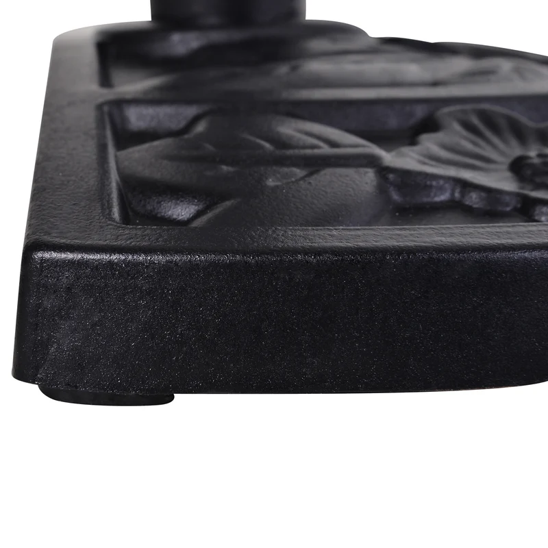 Outsunny Base de Sombrilla Semicírculo Peso 9 kg Soporte para Parasol de Resina para Poste de Paraguas de Ø3,8 cm y Ø4,8 cm para Terraza Patio Jardín Playa 50x31x32 cm Negro