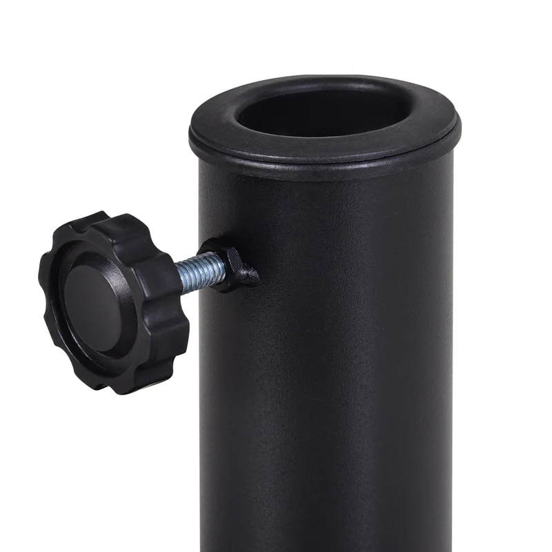 Outsunny Base de Sombrilla Semicírculo Peso 9 kg Soporte para Parasol de Resina para Poste de Paraguas de Ø3,8 cm y Ø4,8 cm para Terraza Patio Jardín Playa 50x31x32 cm Negro