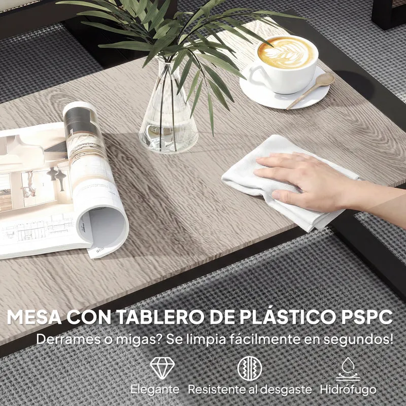 Outsunny Conjunto de Jardín Exterior de 4 Piezas, Muebles Jardín Exterior con 2 Sofás de 2 Plazas, 1 Sillón sin Brazos y Mesa de Centro, Conjunto de Sofá con Estructura de Acero y Cojines, Caqui