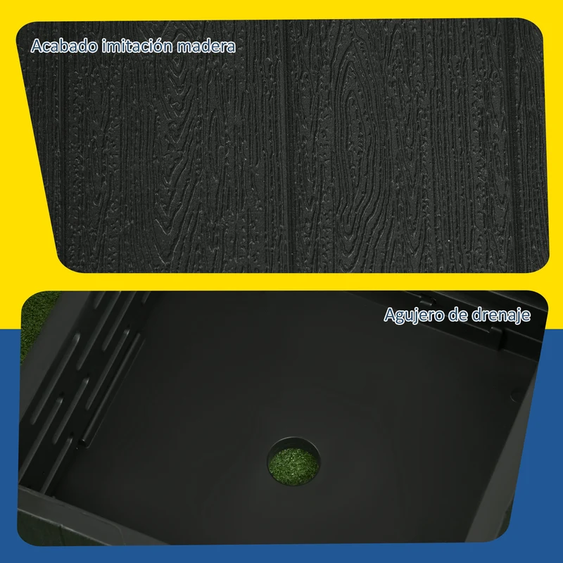 Outsunny Base para Sombrilla Exterior 3 en 1, Mesa Auxiliar, Macetero con Orificio de Drenaje, Soporte de Parasol Rellenable Arena 80 kg con Ruedas y Asas para Sombrilla con Postes Ø38 y Ø48 mm, Negro