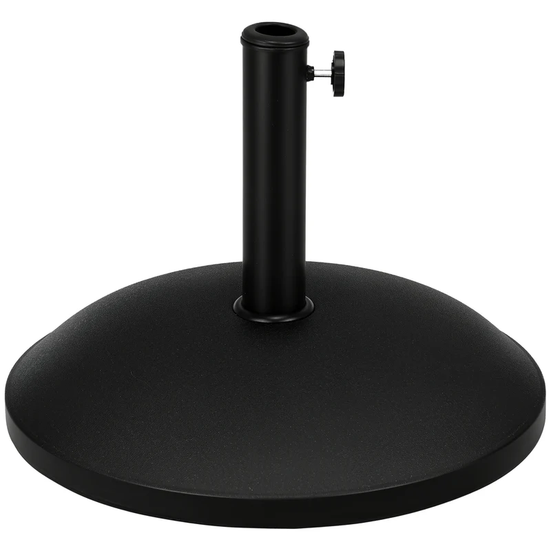 Outsunny Base para Sombrilla Redonda, 25 kg, Soporte de Parasol de Cemento, con Perilla, Pie para Sombrilla con Postes Ø35 mm, Ø38 mm, Ø48 mm, Fácil de Montaje, para Jardín, Patio, Terraza, Negro