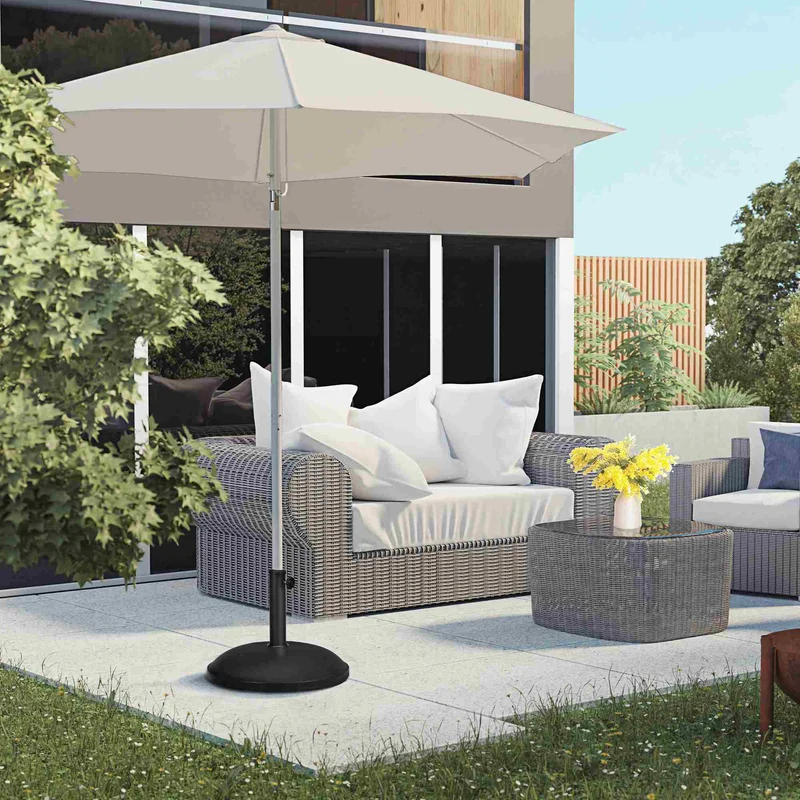 Outsunny Base para Sombrilla Redonda, 25 kg, Soporte de Parasol de Cemento, con Perilla, Pie para Sombrilla con Postes Ø35 mm, Ø38 mm, Ø48 mm, Fácil de Montaje, para Jardín, Patio, Terraza, Negro