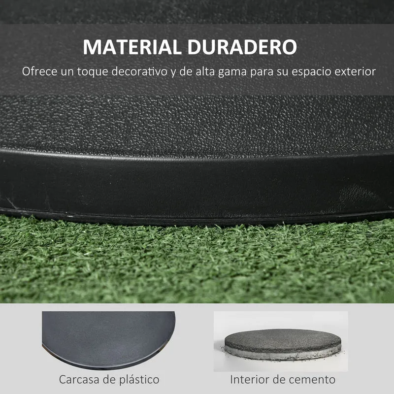Outsunny Base para Sombrilla Redonda, 25 kg, Soporte de Parasol de Cemento, con Perilla, Pie para Sombrilla con Postes Ø35 mm, Ø38 mm, Ø48 mm, Fácil de Montaje, para Jardín, Patio, Terraza, Negro