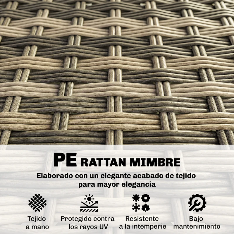 Outsunny Conjunto de Jardín de Ratán de 5 Piezas, Conjunto Terraza Resistente, Muebles Jardín Exterior Incluye Cojines, 2 Sillones de Esquina, Sillón sin Brazos, Reposapiés y Mesa Centro, Gris Oscuro