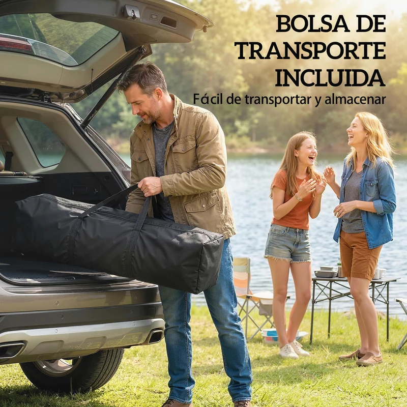 Outsunny Carpa Plegable 3x3 m, Pop-up, con Pared Lateral, Cenador de Jardín con Protección UPF50+, Empuje Central, Altura Ajustable, Bolsa de Transporte, Gazebo para Camping, Exterior, Blanco