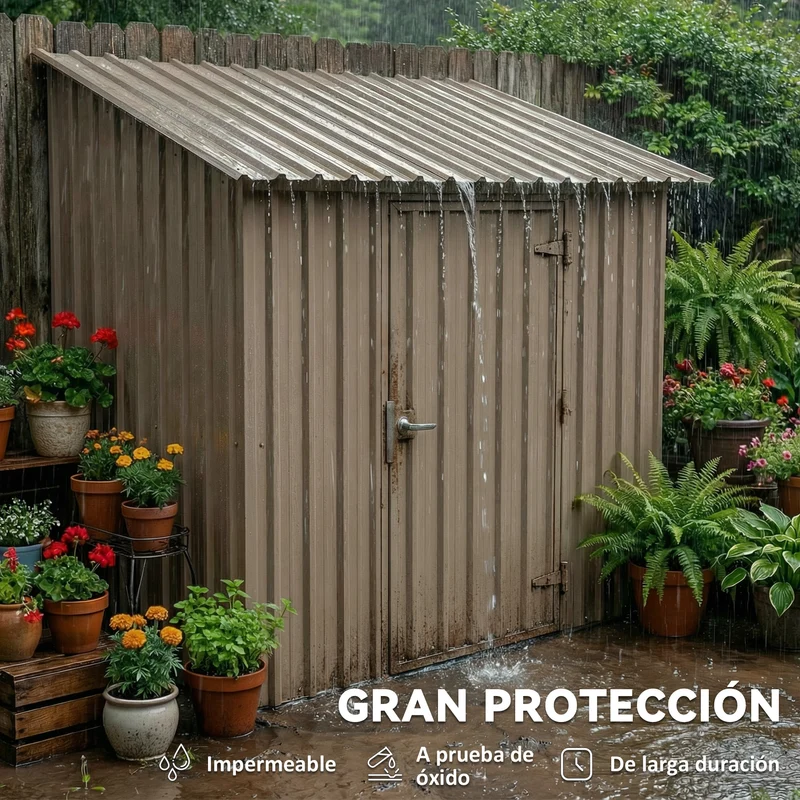Outsunny 12x Paneles para Tejado de Acero Galvanizado, Chapas Perfiladas de Techo 7m², para Caseta de Herramientas, Cobertizo, Garaje, Exterior, 129x45cm, Marrón