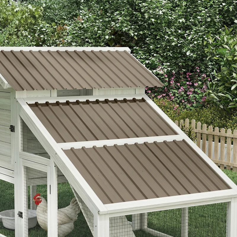 Outsunny 12x Paneles para Tejado de Acero Galvanizado, Chapas Perfiladas de Techo 7m², para Caseta de Herramientas, Cobertizo, Garaje, Exterior, 129x45cm, Marrón