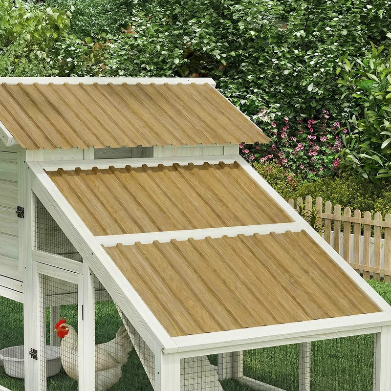Outsunny 12x Paneles para Tejado de Acero Galvanizado, Chapas Perfiladas de Techo 7m², para Caseta de Herramientas, Cobertizo, Garaje, Exterior, 129x45cm, Madera Natural
