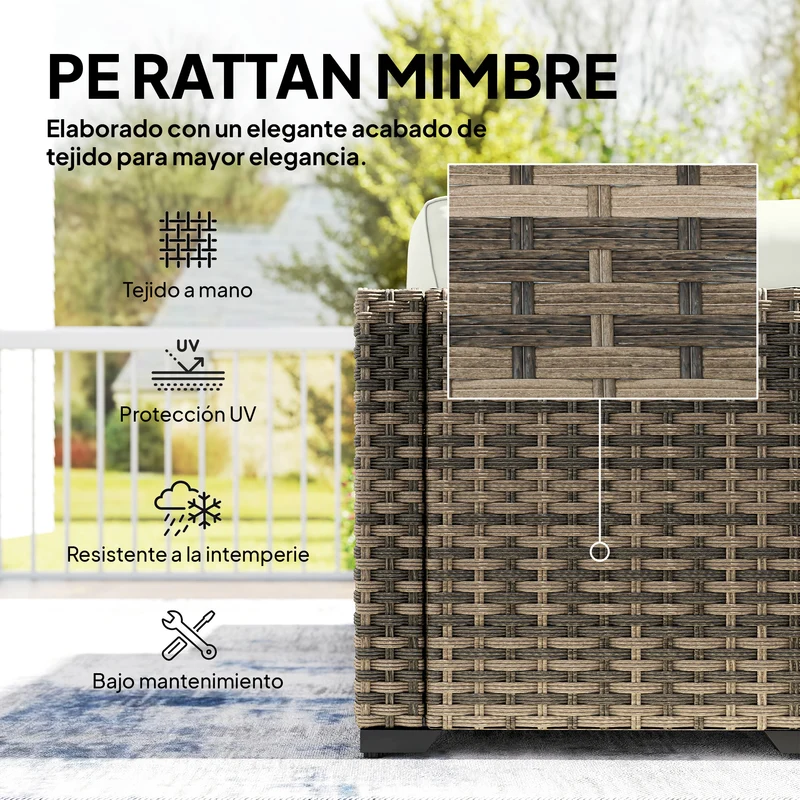 Outsunny Conjunto de Jardín de Ratán de 6 Piezas, Conjunto Terraza Resistente, Muebles Jardín Exterior Incluye Cojines, 4 Módulos de Asiento, 1 Sofá Esquinero y Mesa Centro de Vidrio, Amarillo Mixto