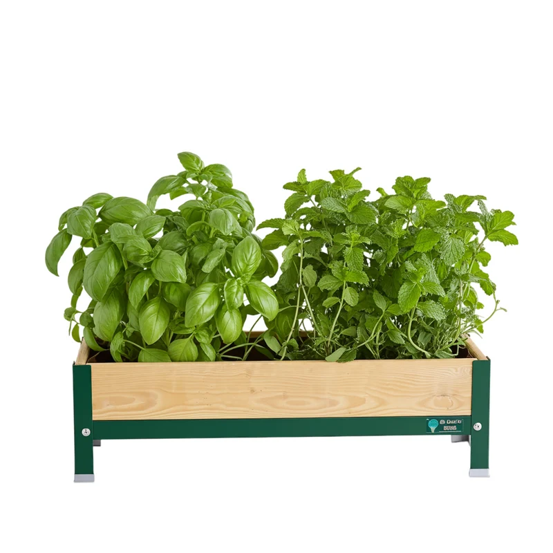 Jardinera Elevada De Madera Verde 90x30x26 Cm De Estructura Metálica Y Bandeja Recoge Aguas Mi Huerto Urban