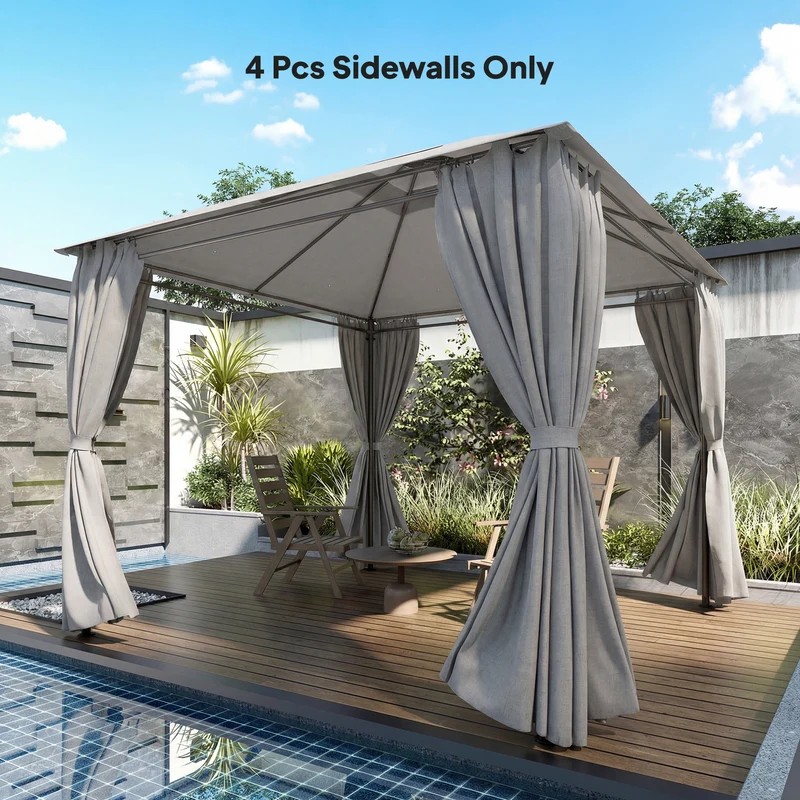 Outsunny 4 Paredes Laterales para Cenador, 3x3 m, Laterales de Carpa con 8 Ventanas de Malla Enrollables, Protección UV 30+, Impermeable, Reemplazo Lateral para Carpa de Jardín, Gris Claro