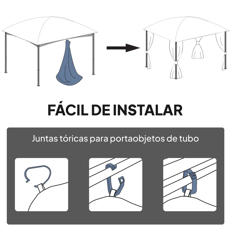 Outsunny 4 Paredes Laterales para Cenador, 3x3 m, Laterales de Carpa con 8 Ventanas de Malla Enrollables, Protección UV 30+, Impermeable, Reemplazo Lateral para Carpa de Jardín, Gris Claro