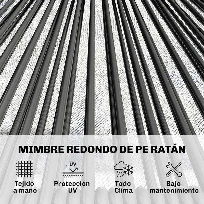 Outsunny Sofá Exterior de Ratán de 2 Plazas, Sofá de Jardín Exterior con Asiento y Respaldo Tejidos de Ratán PE, Estructura de Acero, Carga 240 kg, para Balcón, Porche, Patio, Negro