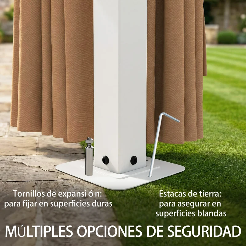 Outsunny Cenador para Jardín 3x4 m, Pabellón de Jardín Gazebo con Techo Ventilado, 4 Paredes Laterales y 4 Mosquiteras, UPF50+, Estructura de Metal, Carpa para Exterior, Terraza, Patio, Caqui