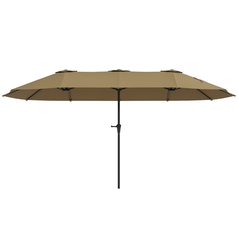Outsunny Sombrilla Doble 4x2,2 m Sombrilla Terraza Exterior con Manivela Manual Impermeable y Protección UV30+ Parasol Grande para Terraza Playa Piscina Café