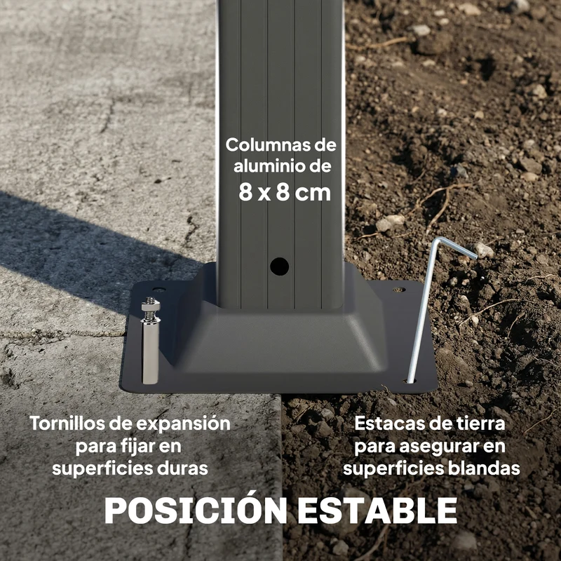Outsunny Pérgola de Jardín 3x5,7 m, Cenador de Jardín con Techo de Lamas Ajustable a 90°, Manivela, Estructura de Aluminio, Protección UPF50+, Pabellón para Exterior, Patio, Terraza, Gris Oscuro