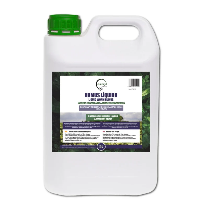 GREEN GOF Humus Líquido De Lombriz Premium 5l. Enriquecido Con Leonardita Y Melaza. Fertilizante Rico En Microorganismos
