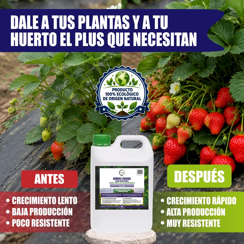 GREEN GOF Humus Líquido De Lombriz Premium 5l. Enriquecido Con Leonardita Y Melaza. Fertilizante Rico En Microorganismos