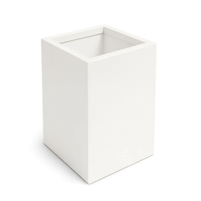 GARDRA Jardinière en polyester blanche pur 50x50x80 cm RAL 9010