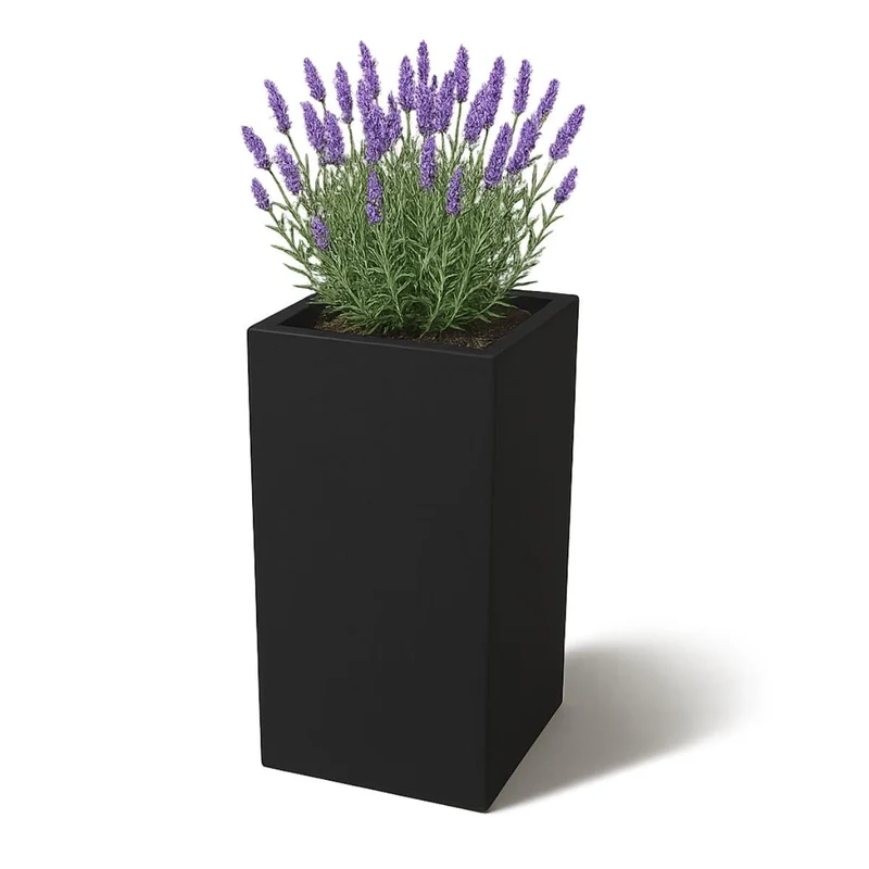 GARDRA Jardinière en polyester noire de jais 40x40x80 cm RAL 9005