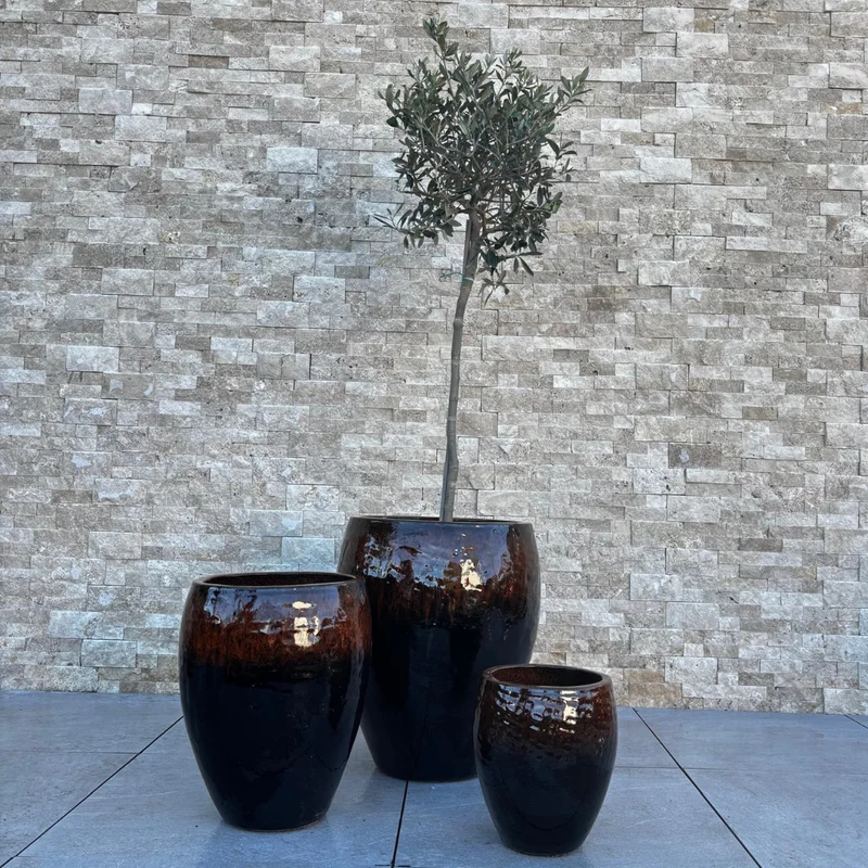 Pot POSEIDON2 36x43cm noir et orange