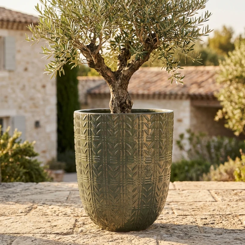 Pot MERCURE 39x51cm vert crème