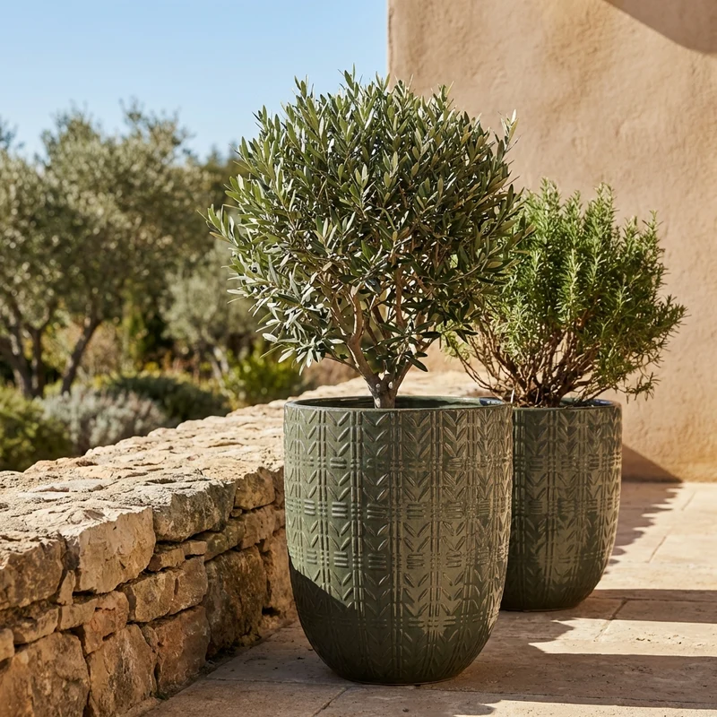 Pot MERCURE 39x51cm vert crème