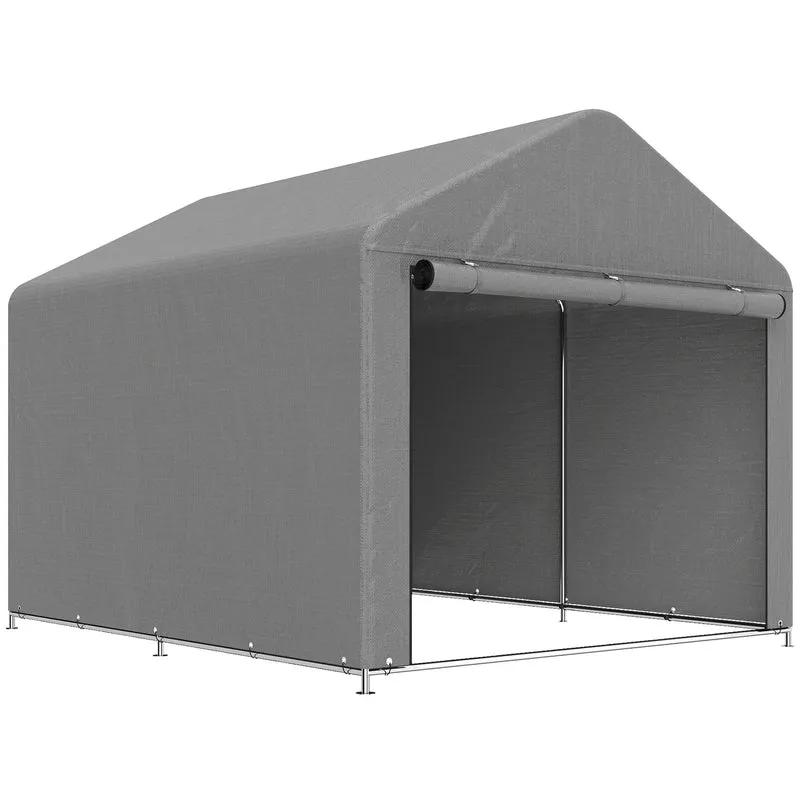 Outsunny Carpa De Jardín Para Herramientas Bicicletas Motos 2,4x2x2 M Gris
