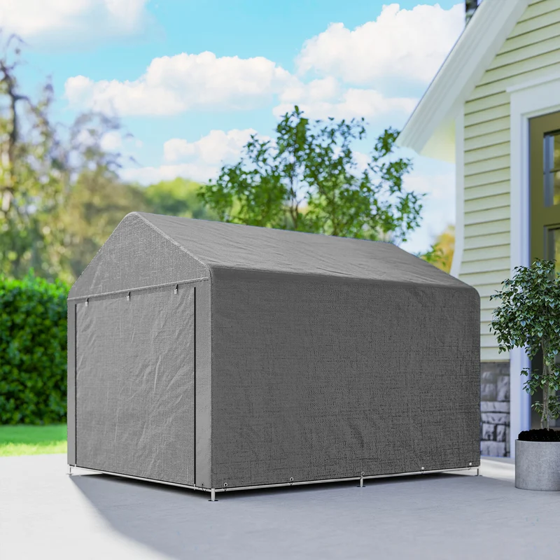 Outsunny Carpa De Jardín Para Herramientas Bicicletas Motos 2,4x2x2 M Gris