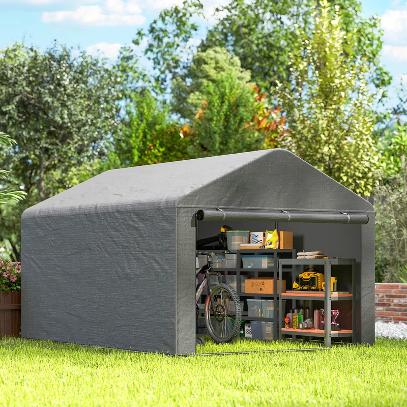 Outsunny Carpa De Jardín Para Herramientas Bicicletas Motos 2,4x2x2 M Gris