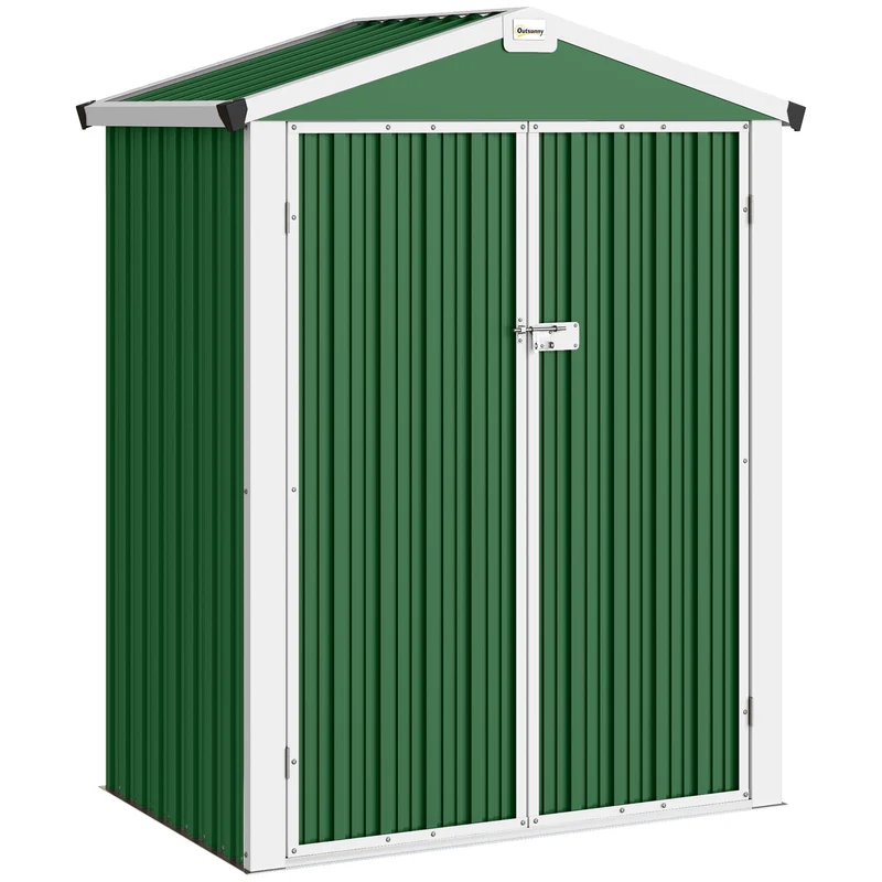 Outsunny Caseta De Jardín Exterior 1,1 M² 133x87x178 Cm Puertas Abatibles Verde