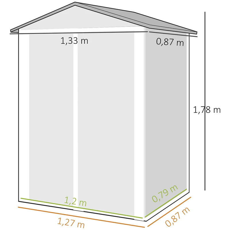 Outsunny Caseta De Jardín Exterior 1,1 M² 133x87x178 Cm Puertas Abatibles Verde