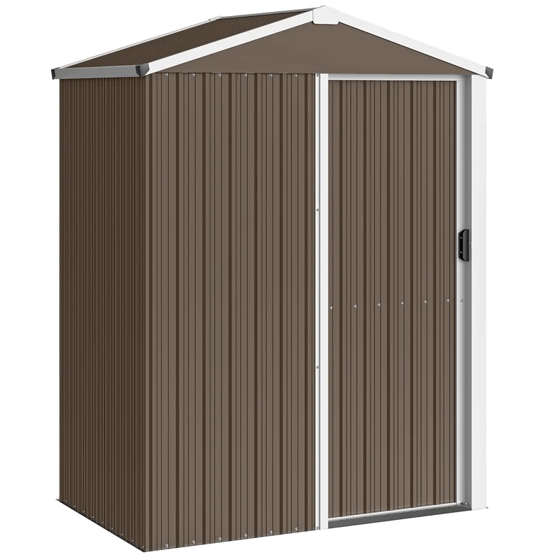 Outsunny Caseta De Jardín Exterior 1,1 M² 136x87x176 Cm Puerta Corredera Marrón