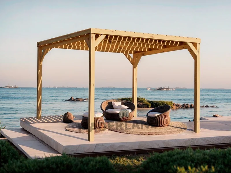 Pérgola Málaga de Madera Maciza – Diseño Semi-Techado para Jardín | Maderland