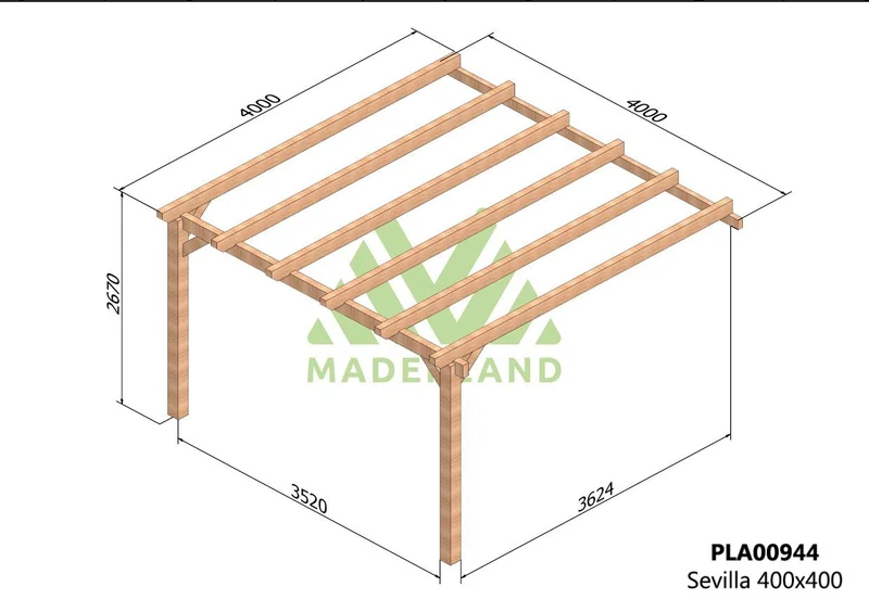 Pérgola de Madera Laminada Adosada - SEVILLA