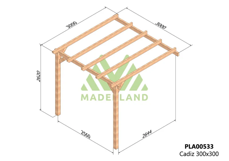 Pérgola de Madera Laminada Adosada - CÁDIZ