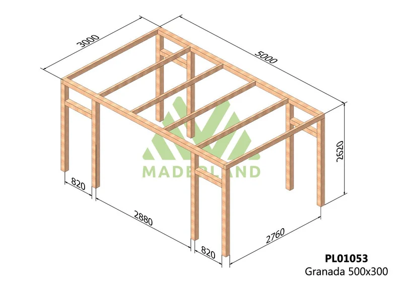 Pérgola de Madera Laminada Granada (Maderland) - Gardeneas