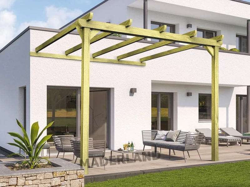 Pérgola de Madera Maciza Adosada Lloret (Maderland)