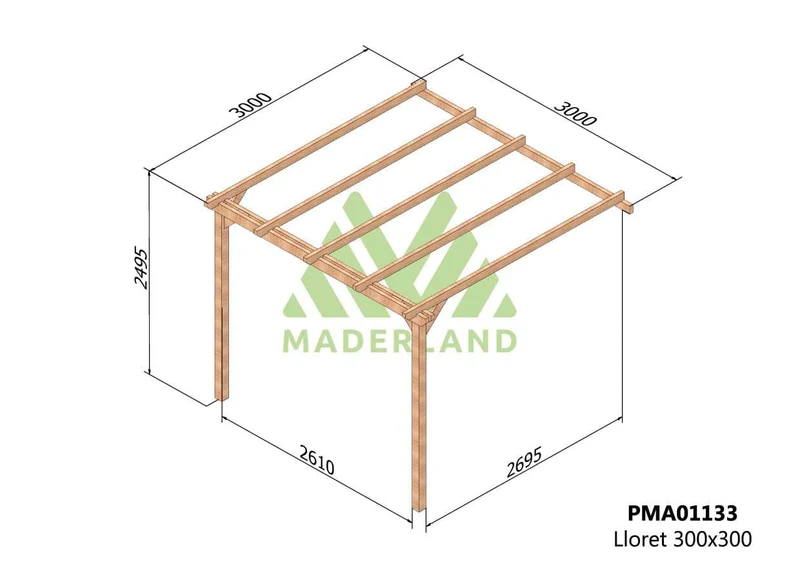 Pérgola de Madera Maciza Adosada Lloret (Maderland)