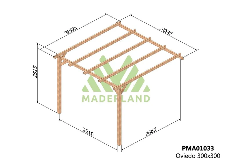 Pérgola de Madera Maciza Adosada Oviedo (Maderland)