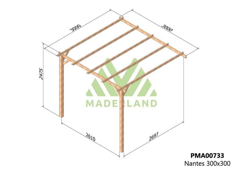 Pérgola de Madera Maciza Adosada Nantes (Maderland) – Gardeneas