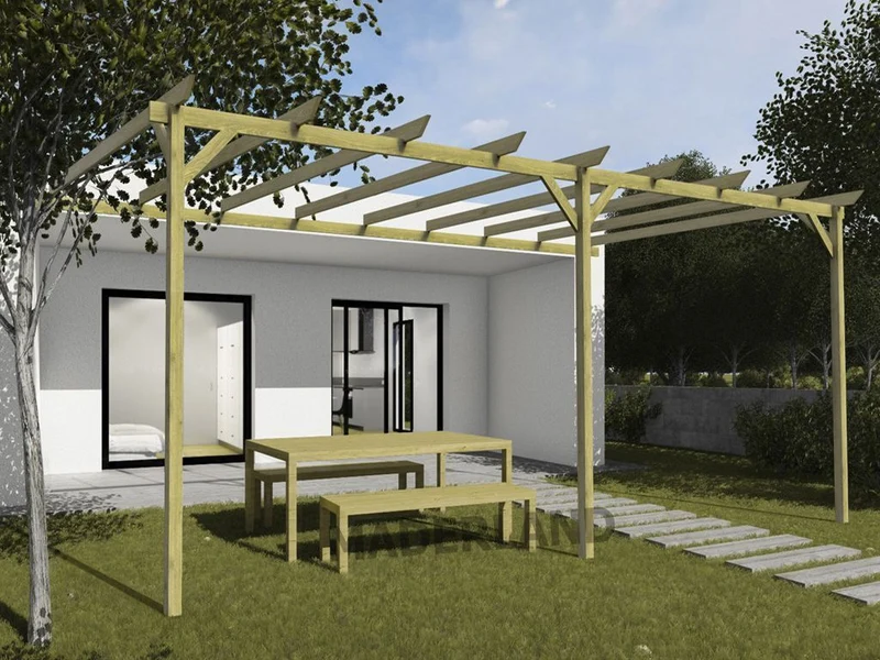 Pérgola de Madera Maciza Adosada Zamora (Maderland)