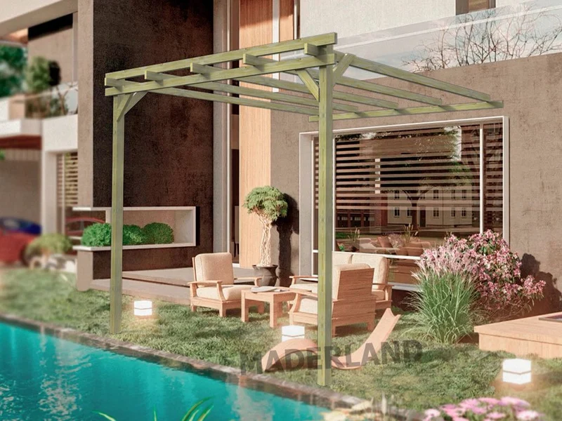 Pérgola de Madera Maciza Adosada Burdeos (Maderland) - Gardeneas