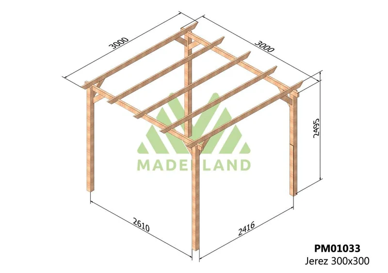 Pérgola de Madera Maciza Jerez (Maderland) - Gardeneas