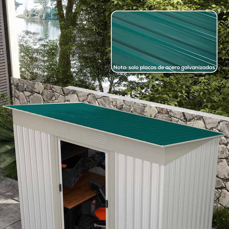 Outsunny Juego de 12 Paneles para Tejado de Acero Galvanizado Chapas Perfiladas de Techo 7m² para Caseta de Herramientas Cobertizo Exterior 129x45cm Verde
