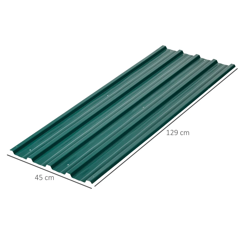 Outsunny Juego de 12 Paneles para Tejado de Acero Galvanizado Chapas Perfiladas de Techo 7m² para Caseta de Herramientas Cobertizo Exterior 129x45cm Verde