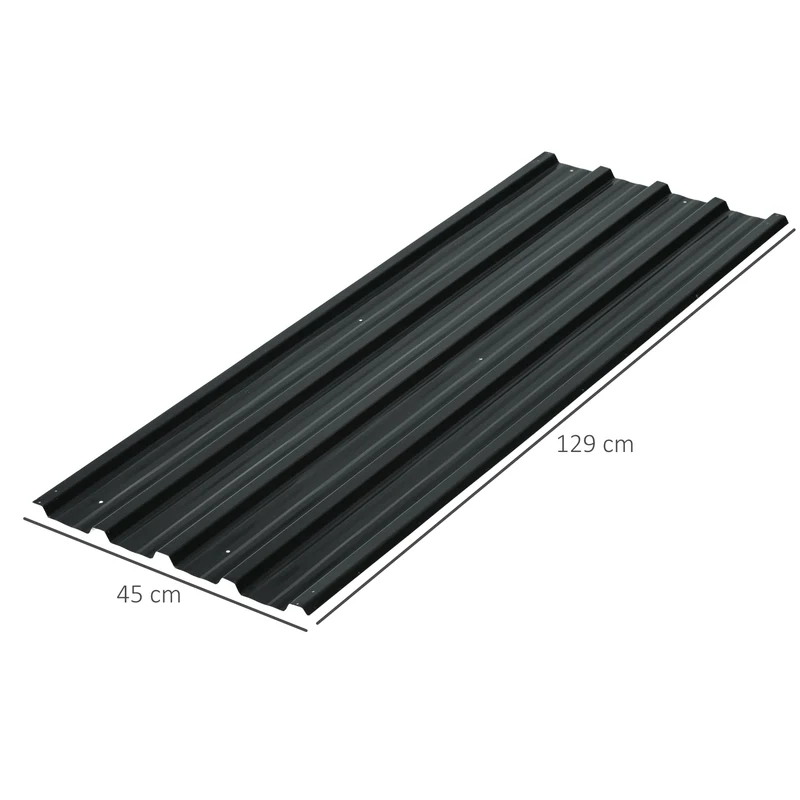 Outsunny Juego de 12 Paneles para Tejado de Acero Galvanizado Chapas Perfiladas de Techo 7m² para Caseta de Herramientas Cobertizo Exterior 129x45cm Gris Oscuro