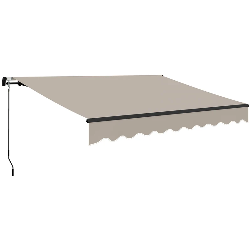 Outsunny Toldo Manual Retráctil 360x220 cm Toldo para Balcón con Manivela de Aluminio 3 Brazos y Protección UV30+ Toldo Enrollable de Exterior para Jardín Terraza Ventanas Crema